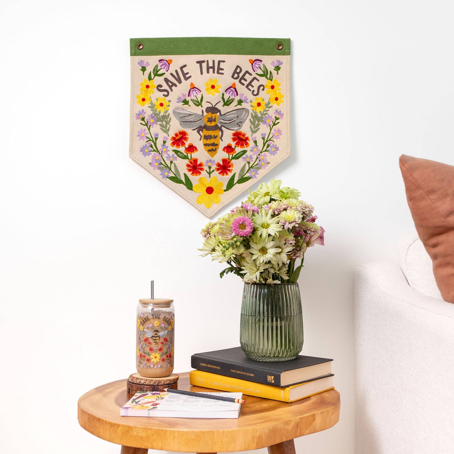 Save The Bees Embroidered Banner