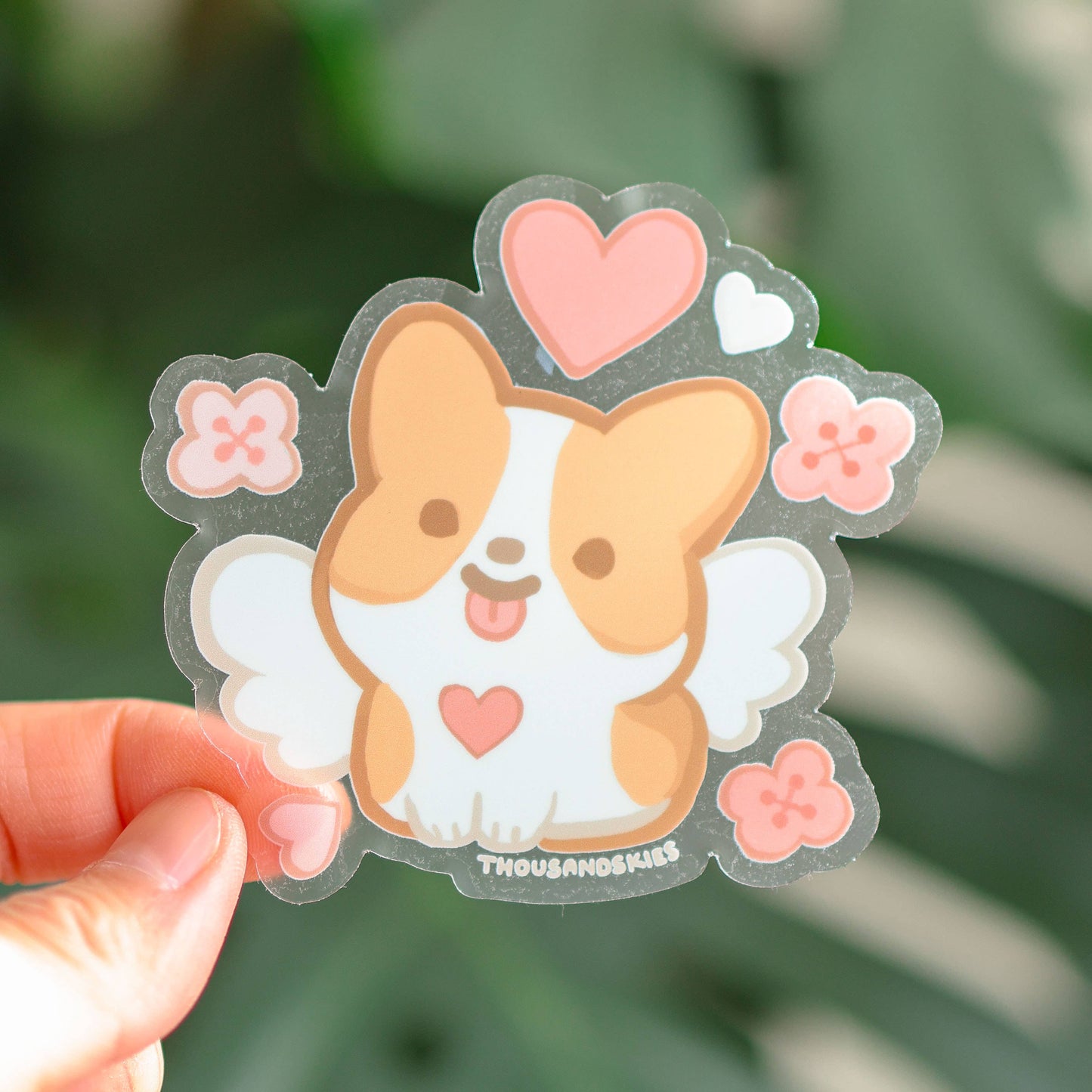 Transparent Angelic Corgi Sticker