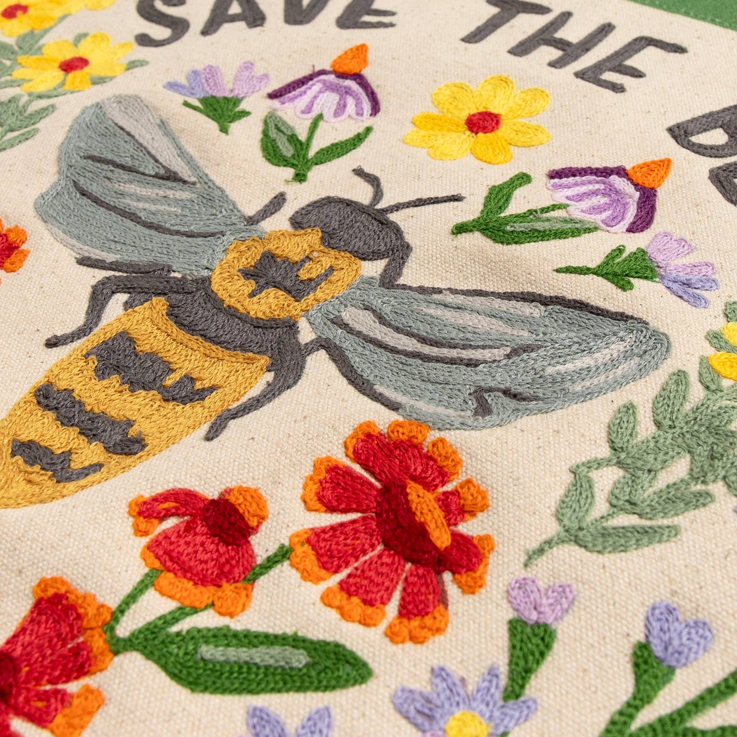 Save The Bees Embroidered Banner