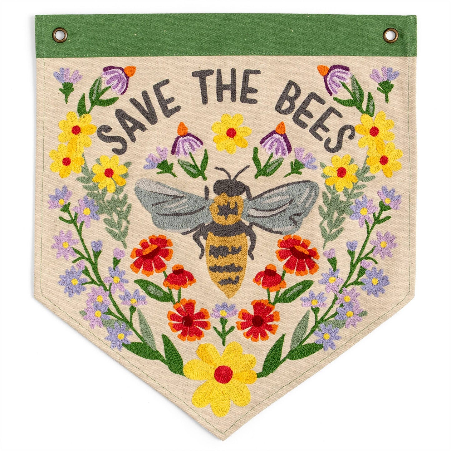 Save The Bees Embroidered Banner