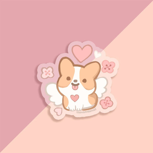 Transparent Angelic Corgi Sticker
