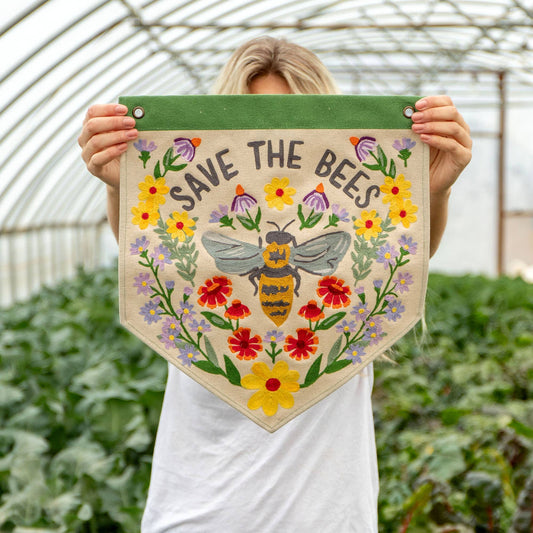 Save The Bees Embroidered Banner